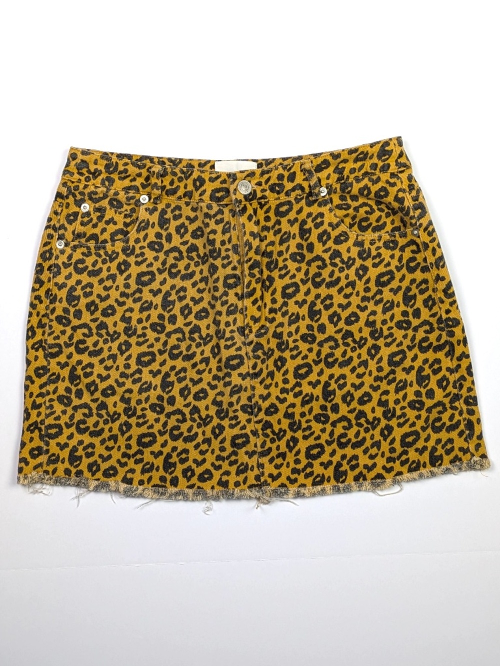 Animal Print Denim Mini Skirt Size M